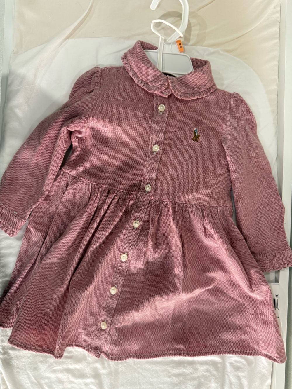 Ralph Lauren Dusty Rose Long-Sleeve Button Front Girls' Top